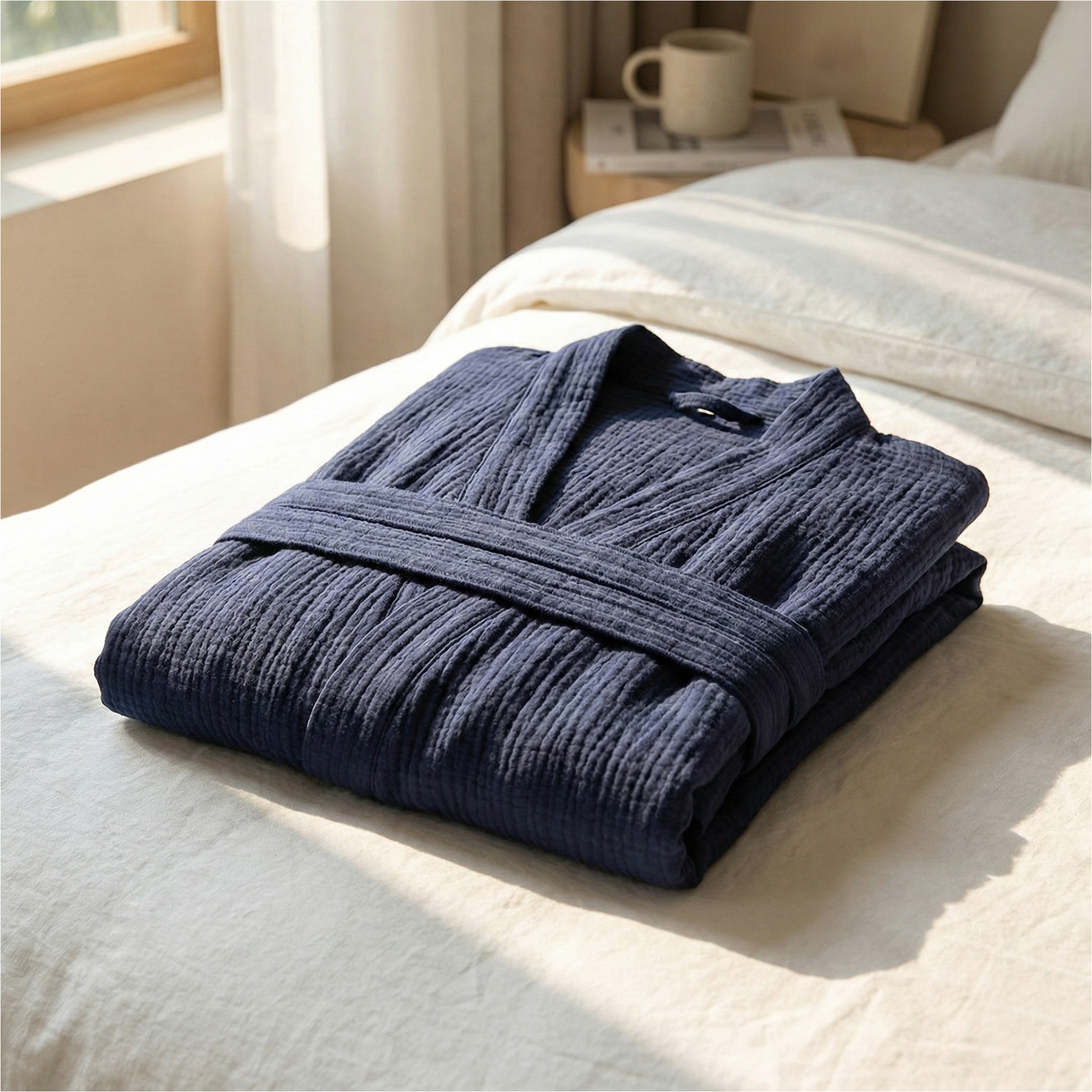 Musselin Bademantel – 100% Musselin-Baumwolle